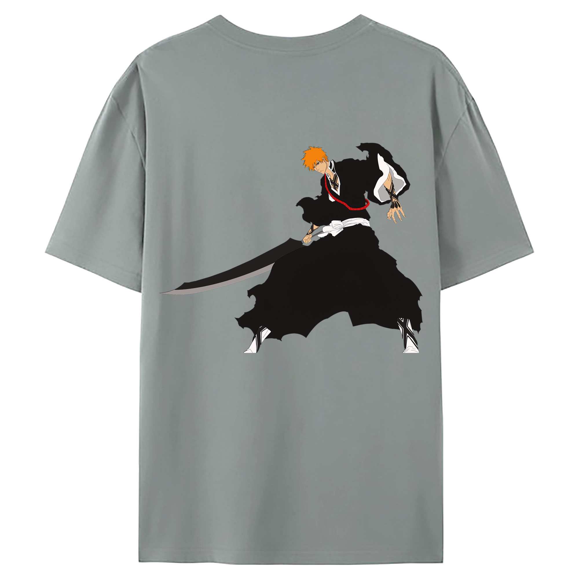 （画像用） ブリーチ 黒崎一護（くろさき いちご）BLEACH Kurosaki Ichigo 綿100％ メンズ半袖Tシャツ（バックプリント） 通気性